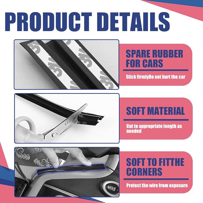 4PCS Car Wire Sleeve, Car Concealed Wire Sleeve, Self-Adhesive Tubing Cable Hidden Protector, Car Accessories Automotive Power Cord Cover PVC Cable Sleeve for USB, Audio and Video Line