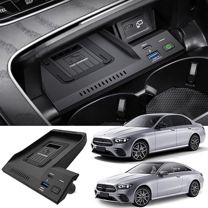 Wireless Car Charger for Mercedes-Benz E-Class Coupe AMG 2016-2023, 15W Fast Charging Phone Charger Pad for Mercedes Benz E350 E450 AMG E53 E63 S Coupe Wagon Convertible Accessories
