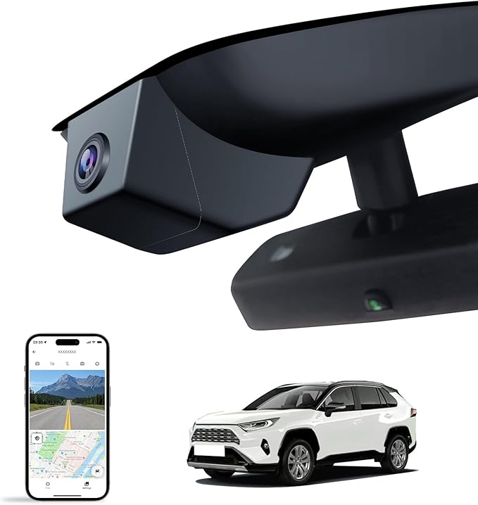 Front 4K Dash Cam for 2022 2023 2024 2025 Toyota RAV4 Hybrid LE Limited SE Adventure XLE XSE (Model B)(with Vent Hole),OEM-Style,Loop Recording,Easy Installation,WiFi & App,64G Card