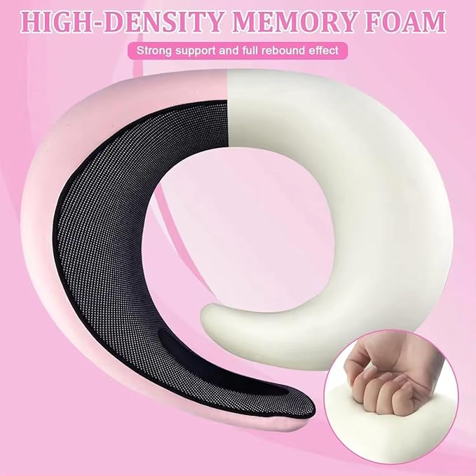 Neck Travel Pillow |100% Pure Memory Foam Neck Pillow Comfortable & Breathable Cover, Machine Washable for Travel, Airplane, Car Rides, & Home Use, Travel Kit with Eye Masks, Earplugs, & Bag (Pink)