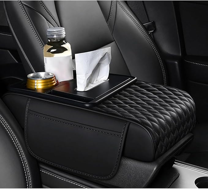Car Center Console Cover for KIA K4 2024–2025,Arm Rest Lid Cushion Protector Multifunctional Armrest Cushion Pad Interior Accessories,Black