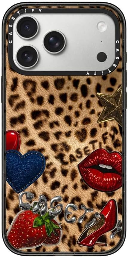 CASETiFY Impact iPhone 17 Pro Max Case [Slim/Compatible with Magsafe / 8.2 ft. 4X Military Grade Drop Protection] - Patched Cheetah - Clear Black