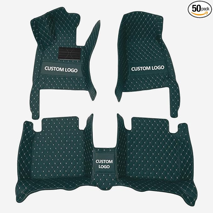 Custom Floor Mats for Cars，Luxury Full Coverage All Weather Car Floor Mats，Leather Car Mat Set ， Floor Mats for 99% of Cars, Trucks & SUVs (Dark Green)