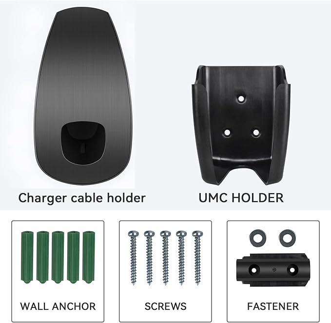 Charging Cable Organizer for Tesla, Wall Mount Connector Holder, Charger Cable Holder Adapter with Chassis Bracket, Compatible with Model 3/S/Y/X, Black