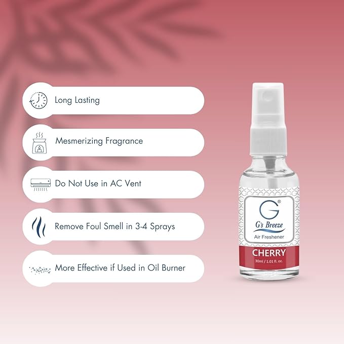 G's Breeze Cherry Air Freshener – Sweet, Vibrant & Long-Lasting Aroma of Ripe Cherries – Playful, Refreshing for Home, Car, or Office – Fruity Scent That Brightens Any Space – 48-Hour Duration