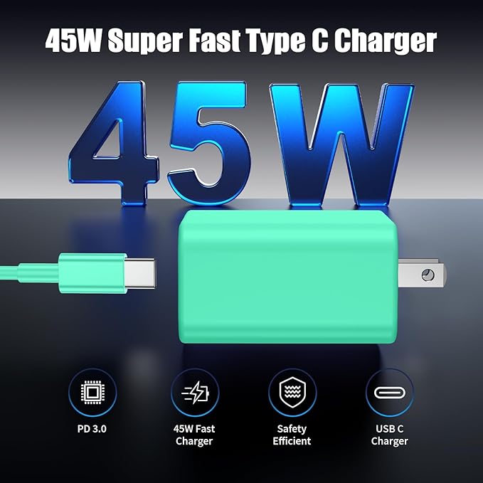 3Pack USB C Charger for Samsung Galaxy S24 Ultra, Super Quite Fast Charging Type C Block with 6FT C to C Cord for Samsung Galaxy Tab S9 S8 S23 Ultra S22 Ultra S23 S22 S21 Note 10 Plus 20,Green