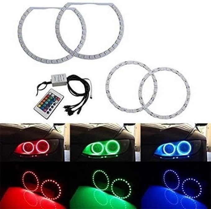 iJDMTOY 7-Color RGB LED Halo Ring Lighting Kit Compatible with 2007-2013 BMW E82/E88 128i 135i 1M 1 Series Front Road Illuminating Light Retrofit w/Adjustable Setting