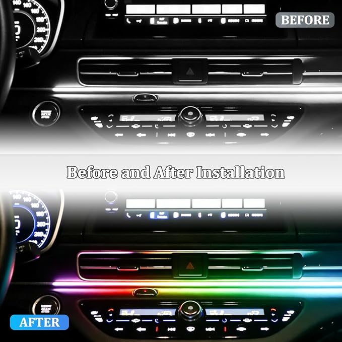 Car LED Strip Lights, 43.3 Inch 64 Colors Music Mode Inside Vehicle Dash Ambient Lighting Kit with Wireless Remote Control, Automotive Interior Dashboard Lamp, Universal Fit