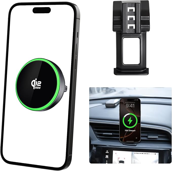 Qi2.2 Max 25W Fast Wireless Car Charger Phone Holder for 2016-2021 Honda Civic Accessories, 360° Rotation Phone Mount Compatible with MagSafe, Cell Phone Holder Does Not Affect Air Vent