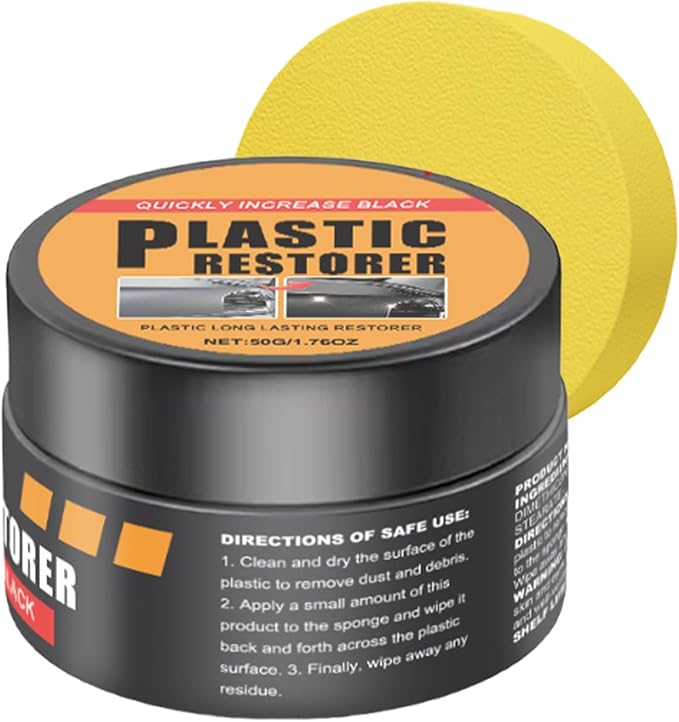 Car Trim Restorer, 50g Long-Lasting Scratch Repair Cream, Car Interior Cleaner with Sponge for Automotive Dashboard Leather Restoration Detailing Maintenance