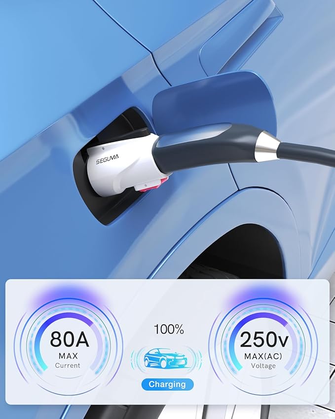 NACS to J1772 Adapter, Max 80Amp 250V J1772 EV Charging Adapter to Tesla Charger, Compatible with Tesla High Power Wall Connector, Home Mobile Chargers, Destination Charger, Suits for SAE J1772 EVs