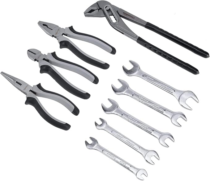 Amazon Basics 65-Piece General Household Home Repair and Mechanic's Hand Tool Kit Set with Storage Case, Portable, Non-Slip Handles, Black