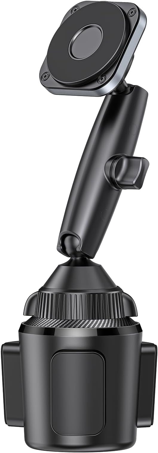 EXELIQ Upgraded Magnetic Cupholder Phone Holder for Car - Ultra Strong N55 Magnets, Flexible Tri-Pivot Cup Phone Mount for Tesla Truck SUV, Compatible with iPhone 17-12 Samsung Android, Not Charger