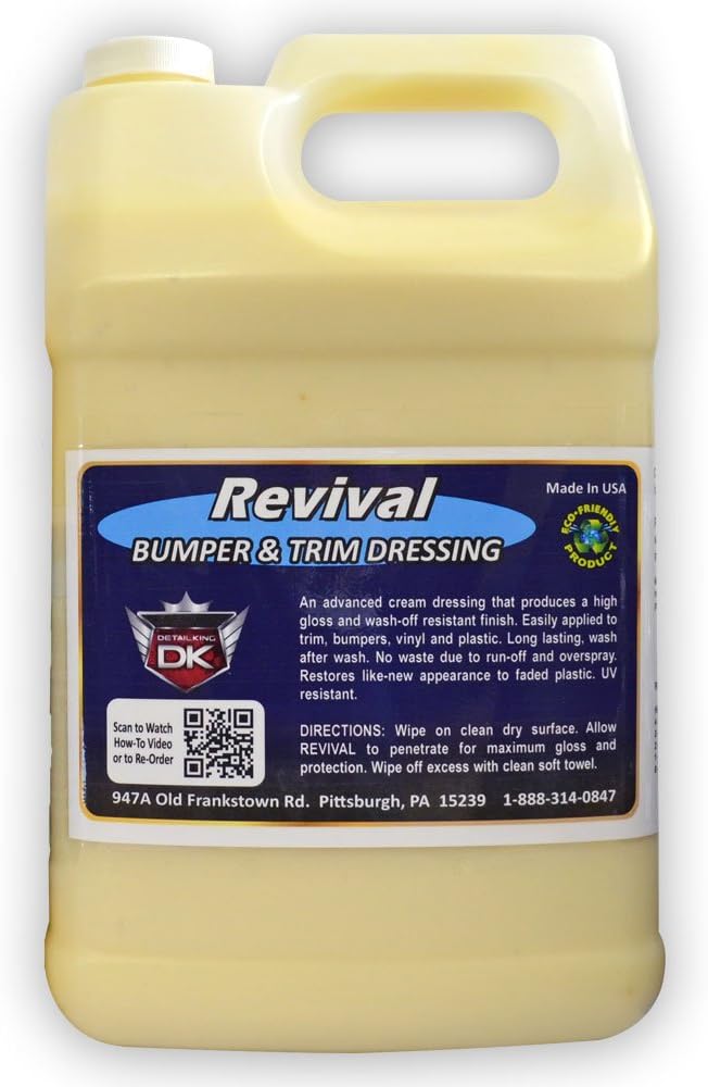 Detail King Revival - Bumper and Trim Restorer - Bumper Dressing - Car Vinyl Cleaner - Plastic Restorer for Cars - Gallon