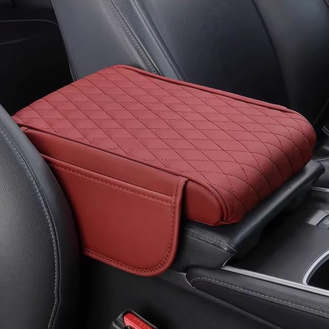 Car Armrest Pad for Lexus GX J150 J120 GX 460 400 GX OR Leather Armrest Box Mat Center Console Cushion Pad Universal Armrest Seat Box Cover Protector,Red, normal