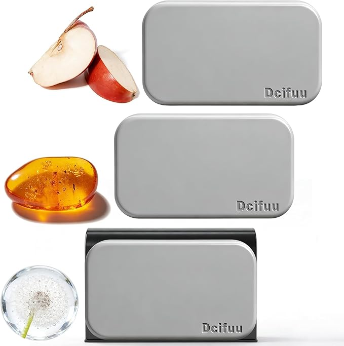 Car Air Freshener - Stone Air Freshener - Car Odor Eliminator - Car Fresheners Long Lasting - Variety 3 Pack Starter Kit - VISOR CLIP INCLUDED (Apple-Open Air-Amber)