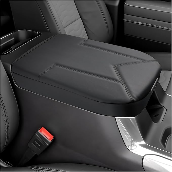 FIILINES Center Console Cover for Silverado & GMC Sierra 2019-2025, Suburban & Yukon & Tahoe 2021-2025 (Only Fit Bucket Seat), Armrest Cover Anti-Scratch Accessories Black