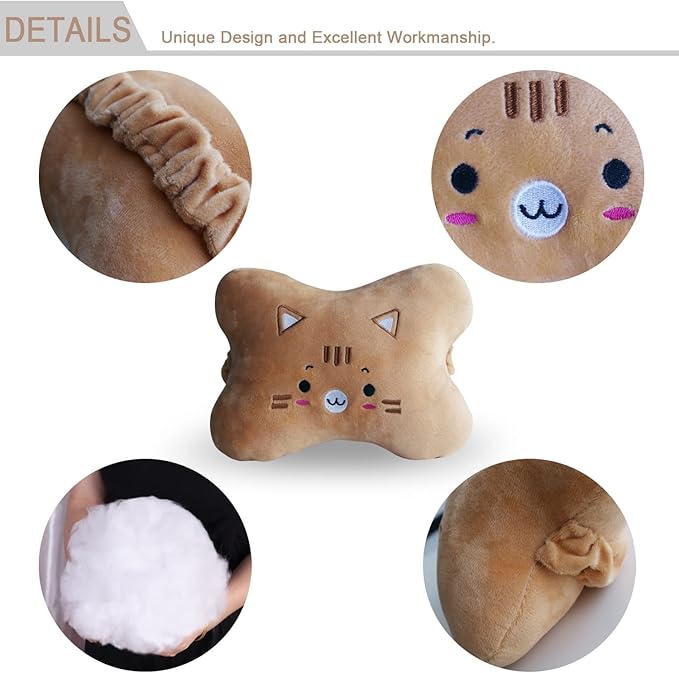 Sexysamba Car Headrest Pillow,Cartoon Neck Pillow for Car,Comfortable Soft Car Seat Pillow for Driving,Head Rest Cushion,Cute Neck Pillow for Travelling and Home 2Pcs (Tiger)