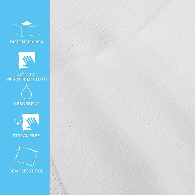 Tricol Clean 50PK Profesional Resuable Lint Free Microfiber Edgeless Cleaning Cloth Cleaning Rags,Absorbent Microfiber Wipes for Housekeeping, Car Cleaning(12 * 12 Inches) (white1)