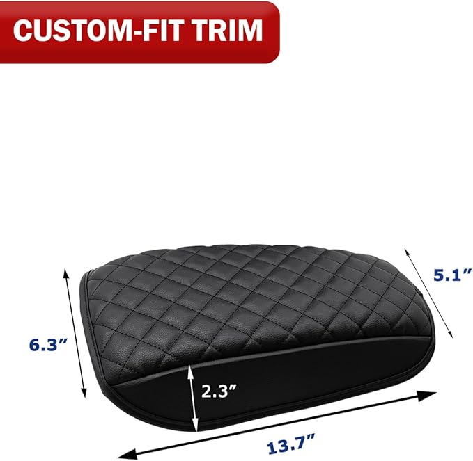 KBH Center Console Armrest Cover for Ford Fusion 2013 2014 2015 2016, Middle Console Lid Covering, Arm Rest Cushion Pad, Vinyl Leather Trim, Anti-Scratch, Black