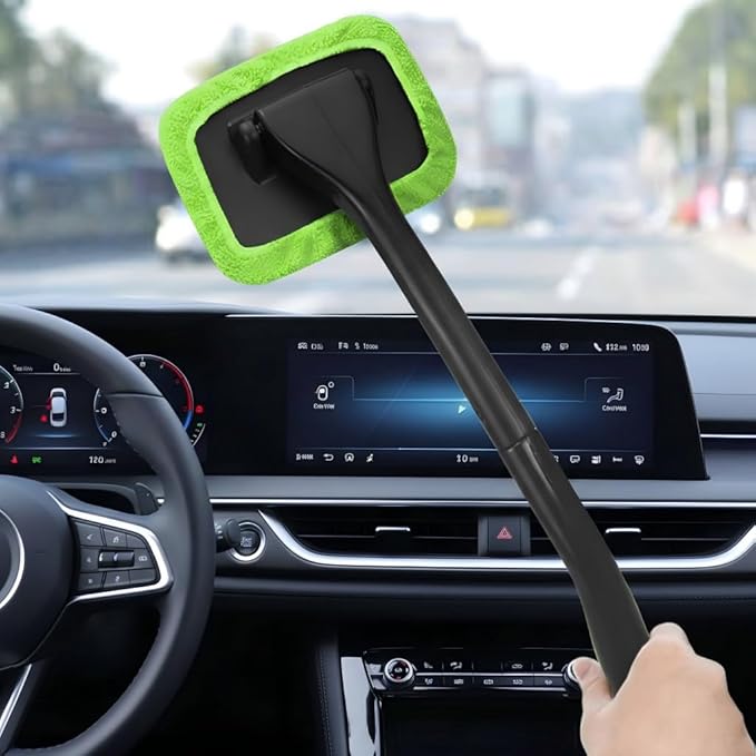 YKT Windshield Cleaner Tool, Car Interior Cleaning Kit & Car Detailing Kit with Car Detailing Brush and Microfiber Head for Car Wash Kit