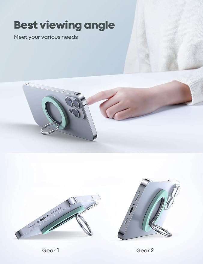Magnetic Phone Ring Holder for Mag Safe - Lamicall Magnetic Finger Phone Ring Stand Holder, Magnet Ring Grip, Compatible with iPhone 14 Plus 13 12, Pro, Pro Max, Mini, Grass Green