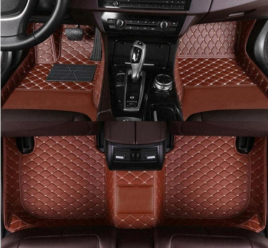 Custom All-Weather Protection Leather Car Floor Mats for Cars Sedan SUV Sports Car Waterproof Floor Mat (Light Brown)