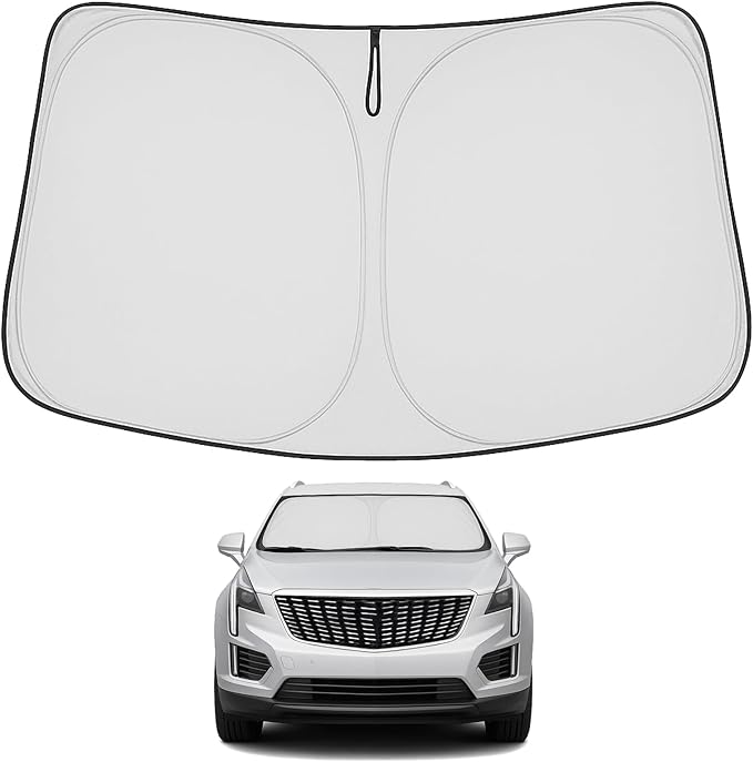 Proadsy 2026 Upgrade Windshield Sun Shade Custom Fit Cadillac XT5 2017-2026 4-Layer Foldable Front Sunshade Protector Sun Visor Blocks UV Rays Keep Car Cooler Accessories