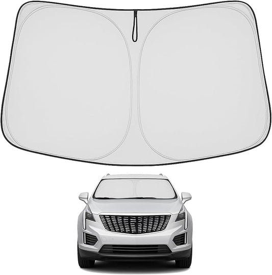Proadsy 2026 Upgrade Windshield Sun Shade Custom Fit Cadillac XT5 2017-2026 4-Layer Foldable Front Sunshade Protector Sun Visor Blocks UV Rays Keep Car Cooler Accessories