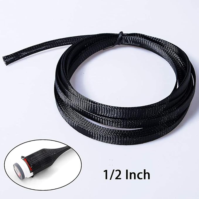 25ft - 1 Inch Cable Management Sleeve Protector,Wire Loom PET Expandable Wire Sleeving for Office TV Computer Home Theater Engine Bay Cord Organizer,Protect Cables from Pet Cat Dog Chewing,BlackBlue
