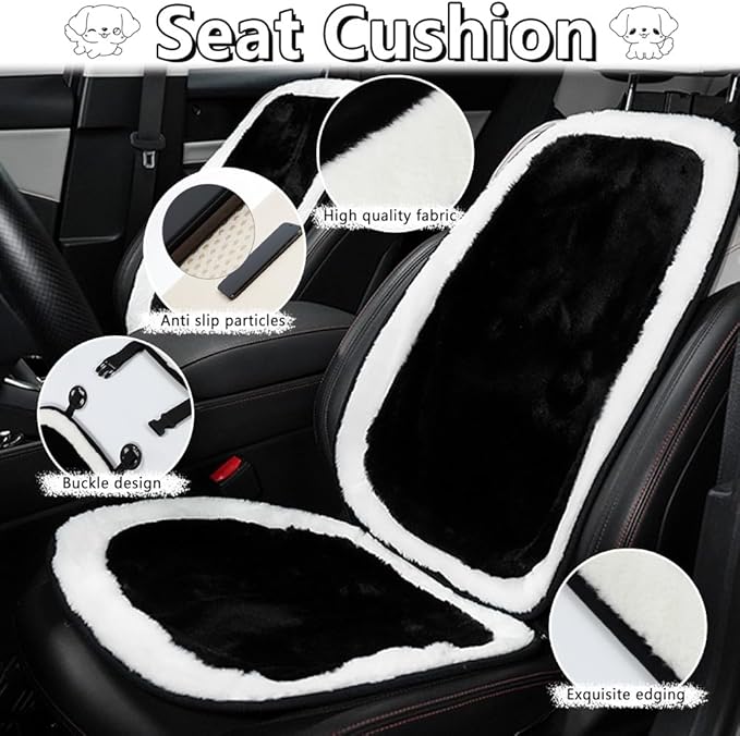 Set of 8 Car Headrest & Lumbar Support & Seat Cushion & Back Support Pillow Cute Black & White Dog Pattern Car Seat Pillow Comfortable & Durable Car Accessories Pillow for Long Sitting
