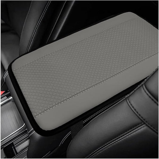 Car Center Console Pad, PU Leather Auto Armrest Seat Box Cover Protector, Comfortable Arm Rest Storage Box Mat for Vehicle Interior Protection, Universal Car Accessories (Gray)