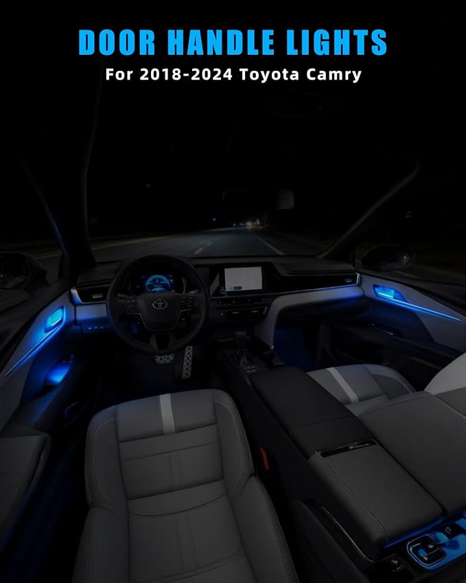 Blue LED Inner Door Handle Bowl Mood Light for 2018 2019 2020 2021 2022 2023 2024 Camry, Classy Interior Illumination, Decorative Interior Mood Lighting, 4PCS