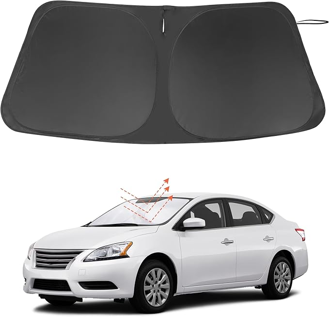 Windshield Sun Shade Custom Fit for 2014 2015 2016 2017 2018 2019 Nissan Sentra Accessories Foldable Sunshade Sun Blocker Protect Car from Sun Rays & Heat Damage Keep Car Cooler