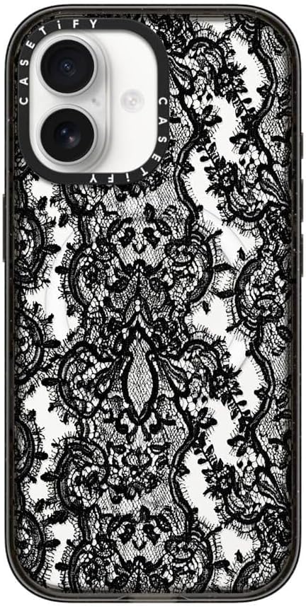 CASETiFY Impact iPhone 17 Case [Slim/Compatible with Magsafe / 8.2 ft. 4X Military Grade Drop Protection] - Lace Pattern - Clear Black