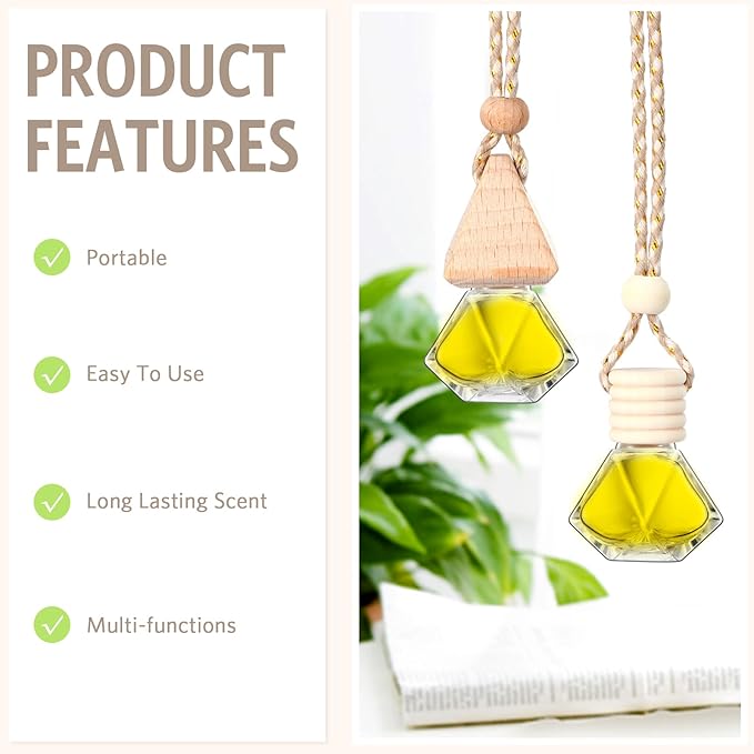BBTO 100 Pcs Car Air Fresheners Diffuser with Wooden Cap Empty Aromatherapy Diffuser Clear Car Fragrance Holder Pendant Hanging Perfume Fresheners Bottles for Decor(Diamond,Clear)