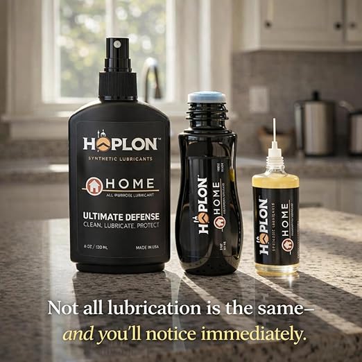 Hoplon Home Kit — Door Hinge Lubricant & Garage Door Maintenance Kit, Hinge Oil, Lock Lubricant & Squeaky Door Fix, Complete Home Lubricant Set with 3 Applicators, Made in USA