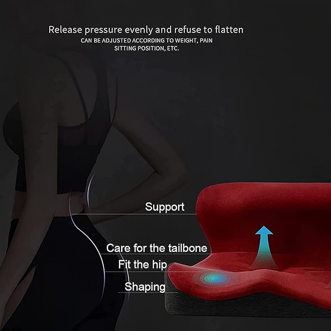 Car Seat Cushion & Lumbar Support Memory Foam Chair Pad, Back Support Pillow Chair Cushion for Office Reduce Tailbone Pressure & Improve Comfort(Yellow)