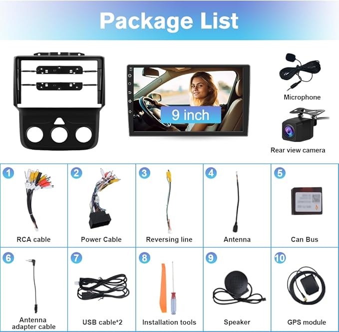 Car Radio Stereo for Dodge Ram 2013-2018 1500 2500 3500 with Wireless Apple Carplay Android Auto 9 inch Head Unit 4G RAM 64G ROM with DSP BT GPS FM WiFi (Only fit Manual AC)