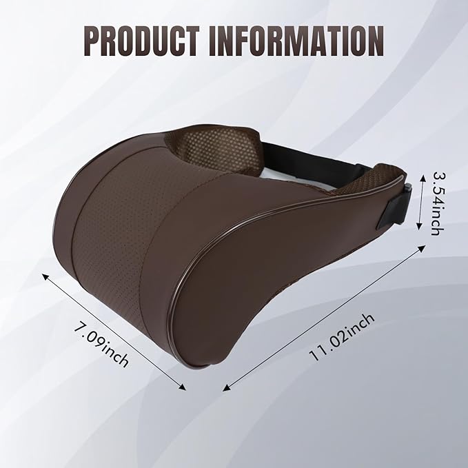 Car Neck Pillow with Memory Foam, Soft Comfortable Headrest Pillow for Driving, Ergonomic Design, Auto Seat Neck Support Pillows Head Rest Cushion with Breathable Leather Cover (Coffee)