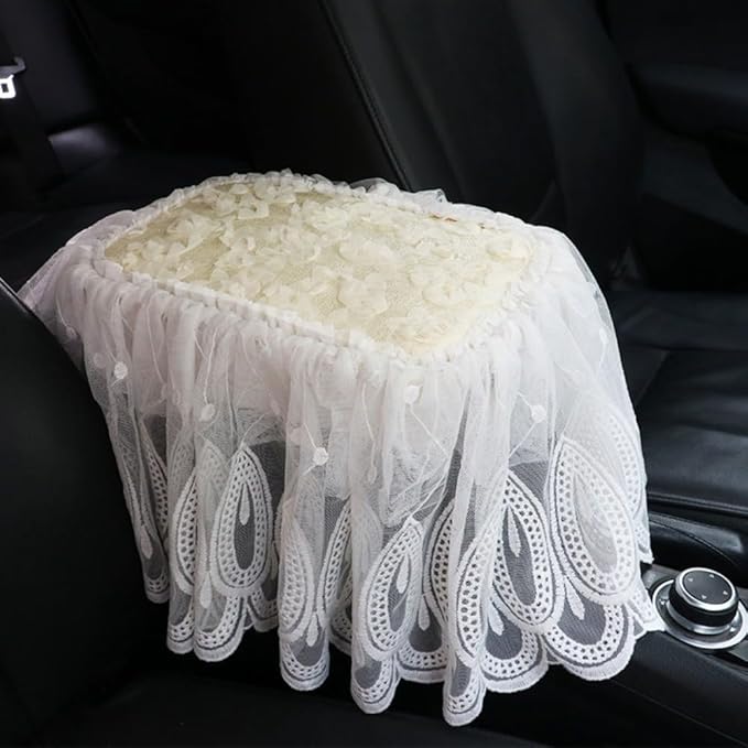 Universal Car Center Console Cushion Pad,Tassel Lace Car Center Console Cover Auto Armrest Seat Box Cover Protector for Most Vehicle SUV Truck Car (10)