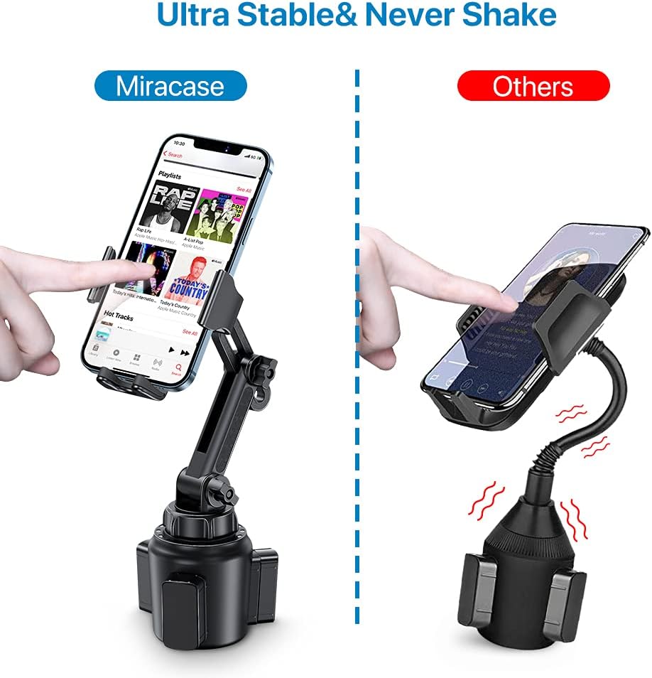 Miracase Cup Phone Holder for Car, [Upgraded Version] Adjustable Long Neck Car Cup Holder Phone Mount Cradle Friendly Compatible with iPhone Samsung Google and All Smartphones, Green