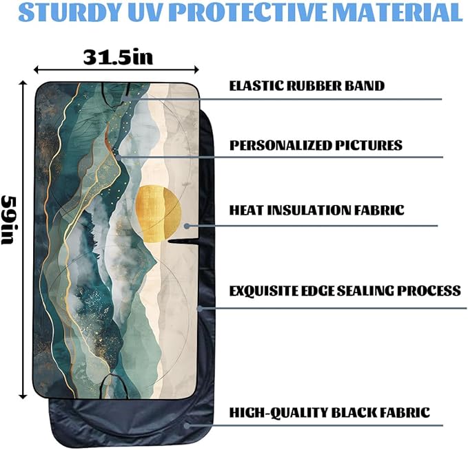 Argan Sun Car Windshield Sun Shade Mountain Land Heatshield Front Window Car Sun Shade Windshield Blocks UV Rays Sun Visor Protector for Car Sedan Truck SUV Accessories 59x31.5 Inch