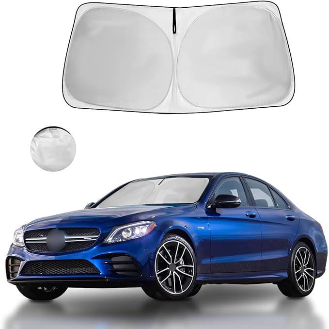 Windshield Sun Shade for Mercedes Benz Accessories Window Sunshade Fit Mercedes Benz C Class C250 C300 C400 2015-2023 Front Window Shade Sun Visor Blocks UV Keep Car Cooler