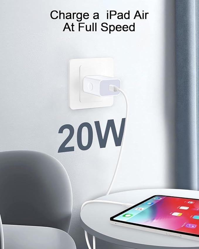 iPhone 16e 17e Charger Fast Charging for iPhone 17Pro Max/17e/17/16/16e/16Pro/15/15Pro, 20W Fast USB C Power Adapter with 6Ft USB C Charging Cable Cord, Type C Charger Block Wall Cube for Apple iPad