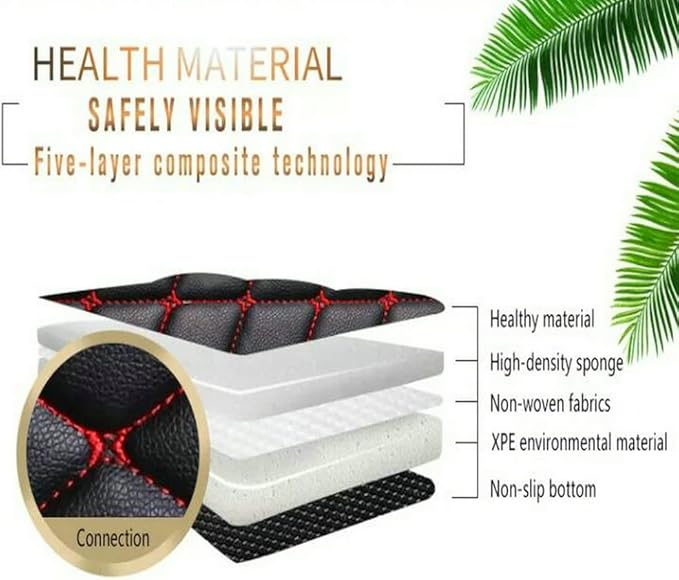 TREGOO All Weather Car Mats Custom Fit Non Slip Floor Mats for 1998-2025 Cars Personalized Leather Protection Pads Suitable for Men Women (Edge Light Brown Black Horizontal bar)