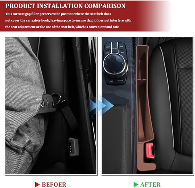 2PCS Car Seat Gap Filler Organizer with Charging Opening, Multifunctional Car Gap Filler Stop Things from Dropping, Universal Car Accessories Car Seat Storage Box for Women Men (Brown)