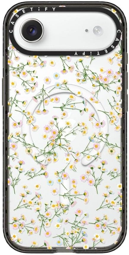 CASETiFY Impact iPhone Air Case [Slim/Compatible with Magsafe / 8.2 ft. 4X Military Grade Drop Protection] - Pressed Flowers Dainty - Clear Black