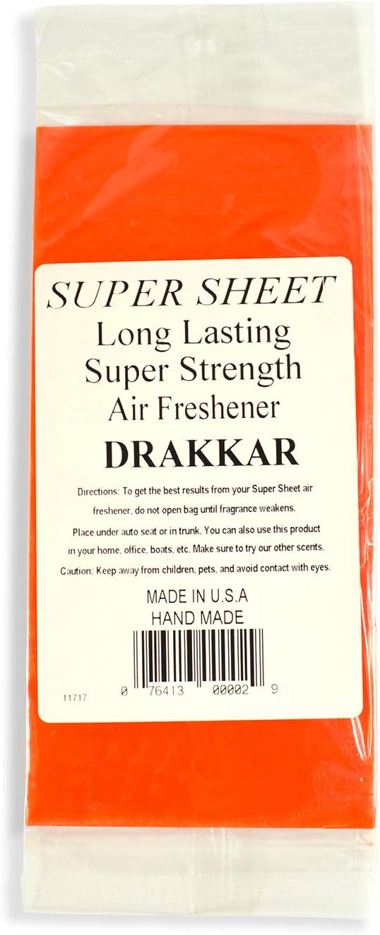 Super Sheet Small (7.5"x3.75") Under Seat Car Air Freshener (Drakkar)