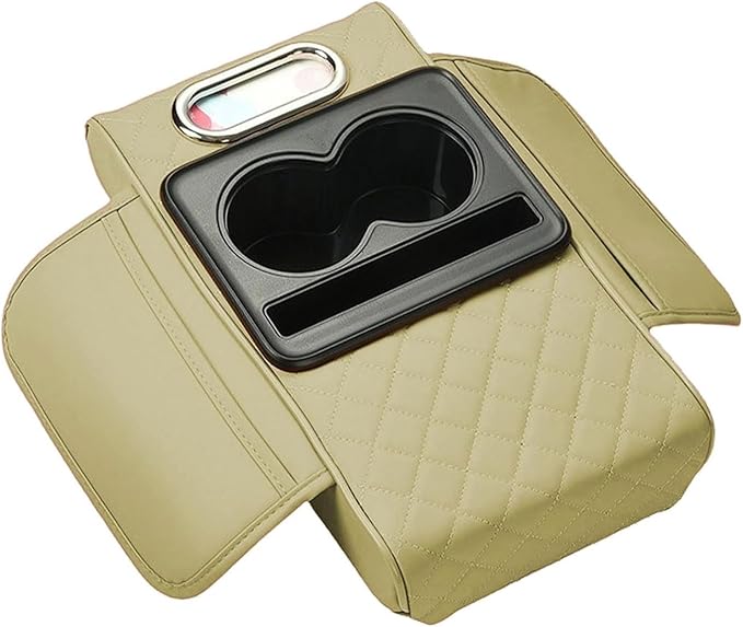 Car Armrest Cushion for Mercedes Benz E-Class W211 2001-2005 2006 2007 2008 2009, Car Center Console Cover Armrest Pad with Cup Holder and Tissue Box, Car Accessories,Beige